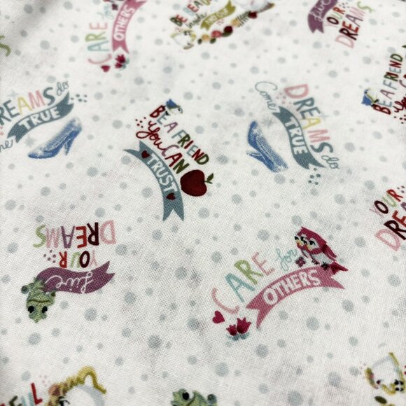 RARE 2 Yd X 44” Mrs Potts Beauty Beast Disney PRINCESS PHRASES Fabric Cotton - Picture 4 of 5